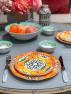 Обідня тарілка з удароміцного меламіну з синьо-жовтогарячим орнаментом Medicea Brandani  - фото