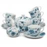 Невеликі чайні чашки із блюдцями з флористичним візерунком, набір 6 шт. "Блакитний дракон" Maison  - фото
