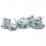 Невеликі чайні чашки із блюдцями з флористичним візерунком, набір 6 шт. "Блакитний дракон" Maison  - фото