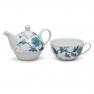 Порцеляновий чайний набір із чашки та заварника в біло-блакитних тонах "Лазурний дракон" Maison  - фото