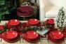 Яскравий столовий сервіз із кераміки червоного кольору для святкового сервування Total Red VdE  - фото