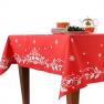 Скатертина бавовняна червона з білими сніжинками для новорічного столу Holly Centrotex  - фото