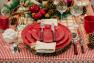 Тарілка десертна червона з опуклим малюнком "Сніжинки" Bordallo  - фото