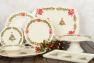 Новорічна супова тарілка білого кольору з об'ємним декором із вінка та ялинки "Різдво" Bordallo  - фото