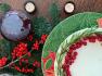 Зелена керамічна тортівниця на червоній ніжці "Новорічне диво" Bordallo  - фото