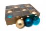 Набір новорічних іграшок-куль синіх та бежевих EDG  - фото