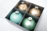 Комплект скляних кульок для новорічної ялинки бежевого та зеленого кольору, 4 шт. EDG  - фото