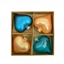 Набір із 4-х скляних ялинкових іграшок у вигляді сердець бежевого та блакитного кольорів EDG  - фото