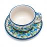 Чашка з блюдцем із синім квітковим візерунком "Вербена" Кераміка Артистична  - фото