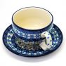 Синя чайна чашка із блюдцем "Виноградна лоза" Кераміка Артистична  - фото