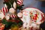 Скляна новорічна іграшка червоного та білого кольорів EDG  - фото