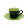 Яскрава чорно-зелена кавова чашка із блюдцем Costa Nova  - фото