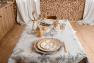 Скатертина зі світлого водовідштовхувального гобелену з люрексом "Срібна пуансеттія" Villa Grazia Premium  - фото