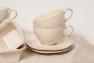 Чайна чашка з блюдцем із міцної кераміки ніжного кремового відтінку Mediterranea Costa Nova  - фото