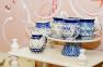 Кухоль з квітковим візерунком і блакитною облямівкою "Чайна троянда" Кераміка Артистична  - фото