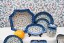 Набір із 6-ти блакитних десертних тарілок "Літній вітерець" Кераміка Артистична  - фото