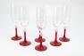 Набір келихів для шампанського з червоною ніжкою Villa Grazia, 6 шт  - фото
