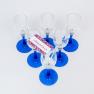 Набір із 6-ти бокалів для міцних напоїв на синіх ніжках Villa Grazia  - фото