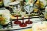 Набір із 6-ти бокалів для міцних напоїв на червоних ніжках Villa Grazia  - фото