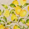 Бежева вологовідштовхуюча скатертина з бавовни з фруктовим малюнком "Лимонний фреш" Villa Grazia Premium  - фото
