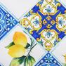 Біла скатертина з бавовни з тефлоновим просоченням "Орнамент з лимонами" Villa Grazia Premium  - фото