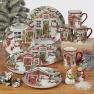 Яскраві новорічні чайні чашки із міцної кераміки "Різдвяний будиночок" набір 4 шт. Certified International  - фото