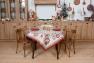 Водовідштовхуюча новорічна скатертина з люрексом і тефлоновим покриттям "Сніговий хоровод" Villa Grazia Premium  - фото