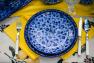 Набір із 6-ти обідніх тарілок синього кольору "Стрекоза" Кераміка Артистична  - фото
