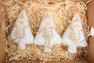 Ткані новорічні іграшки у вигляді білих ялинок, набір 3 шт. EDG  - фото