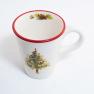Чашка чайна з червоним кантом та зображенням ялинки "Новорічна красуня" Villa Grazia  - фото