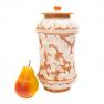 Керамічна ваза, ємність з кришкою, прикрашена рельєфним розписом, Scalfito L´Antica Deruta  - фото