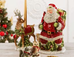 Бисквитник Дед Мороз и подсвечник Олень из новогодней коллекции Fitz and Floyd