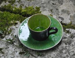 Чашка с блюдцем для кофе чёрно-зелёная Riviera