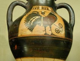 изображение петушка на греческом кувшине